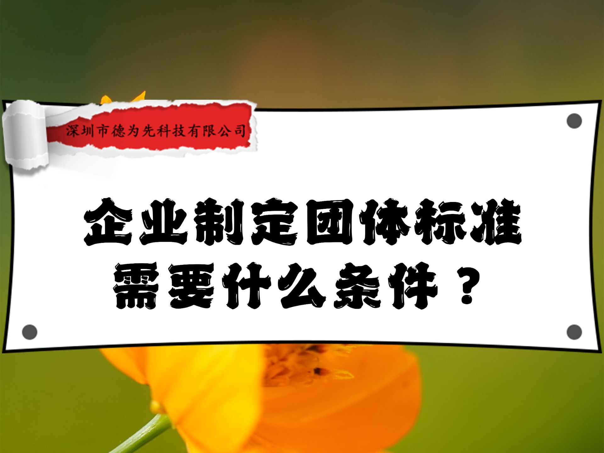 企业制定团体标准，需要什么条件？